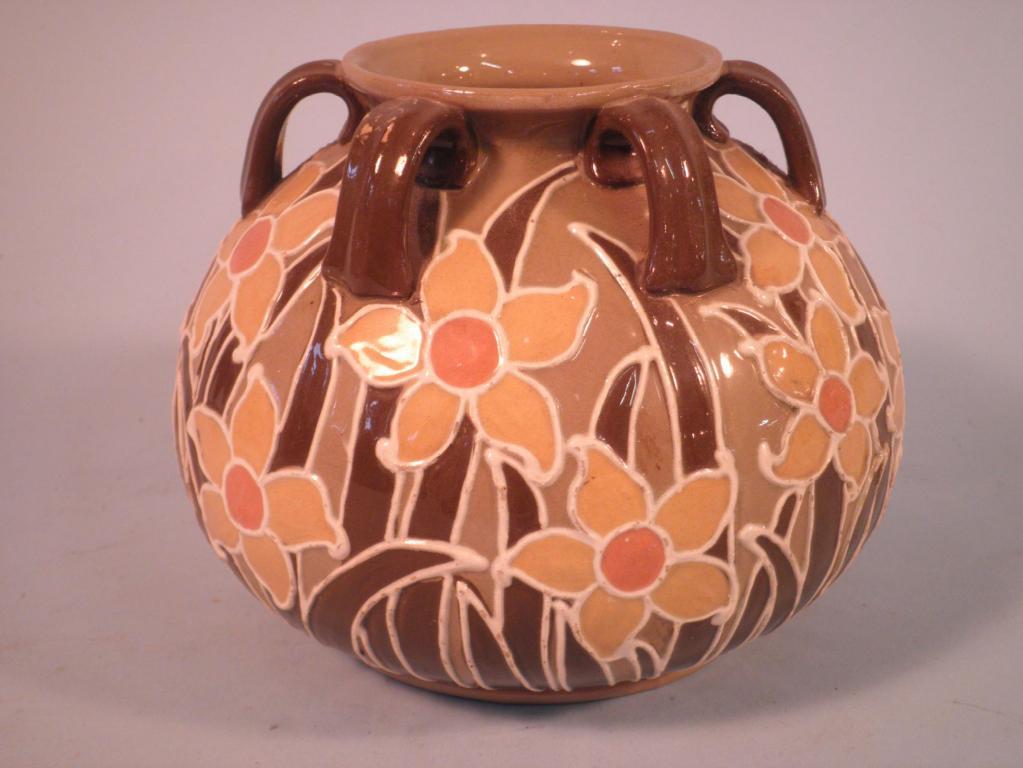 Appraisal: A Foley Urbato pottery tube lined vase decorated with flowers