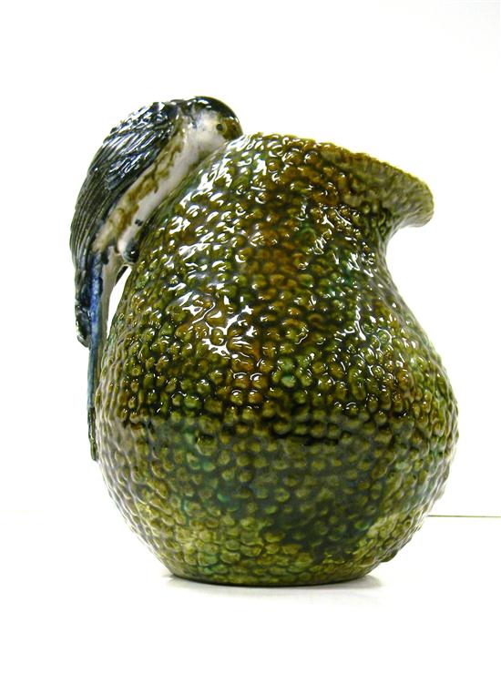 Appraisal: George Jones majolica gourd-shaped pitcher textured brown and olive green