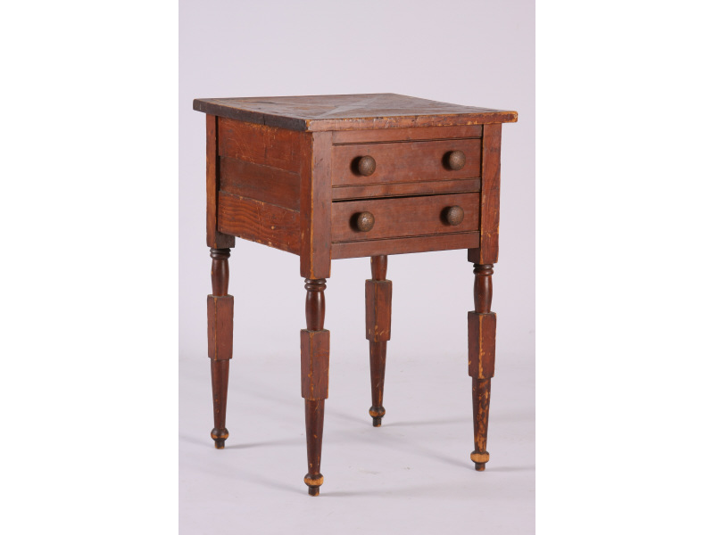 Appraisal: Two Drawer Inlaid Side Table Probably NY mid th c