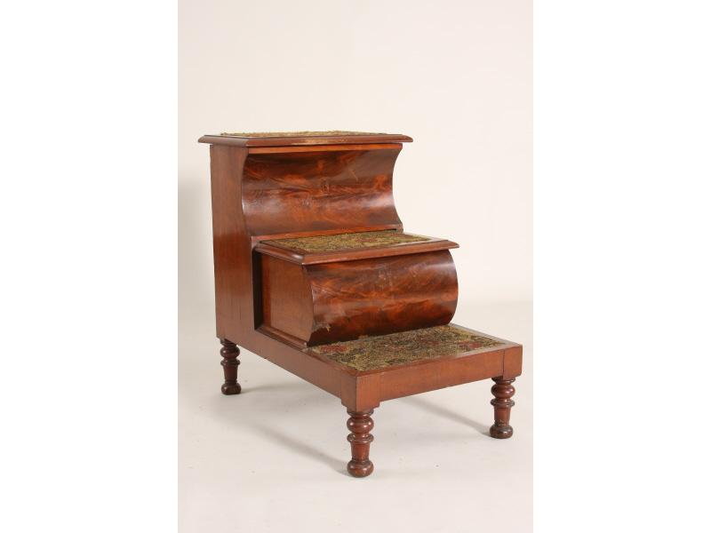 Appraisal: William IV Bed Steps English ca mahogany and flame mahogany