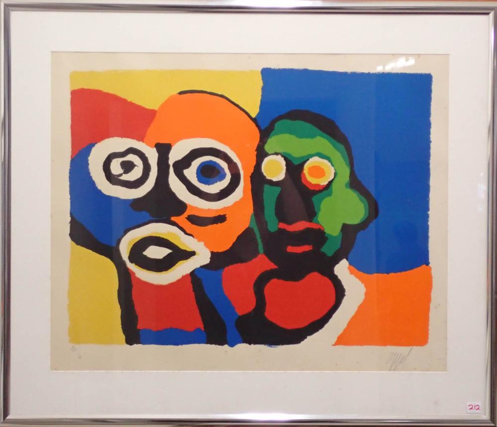 Appraisal: KAREL APPEL New York Holland - silkscreen Two Heads circa