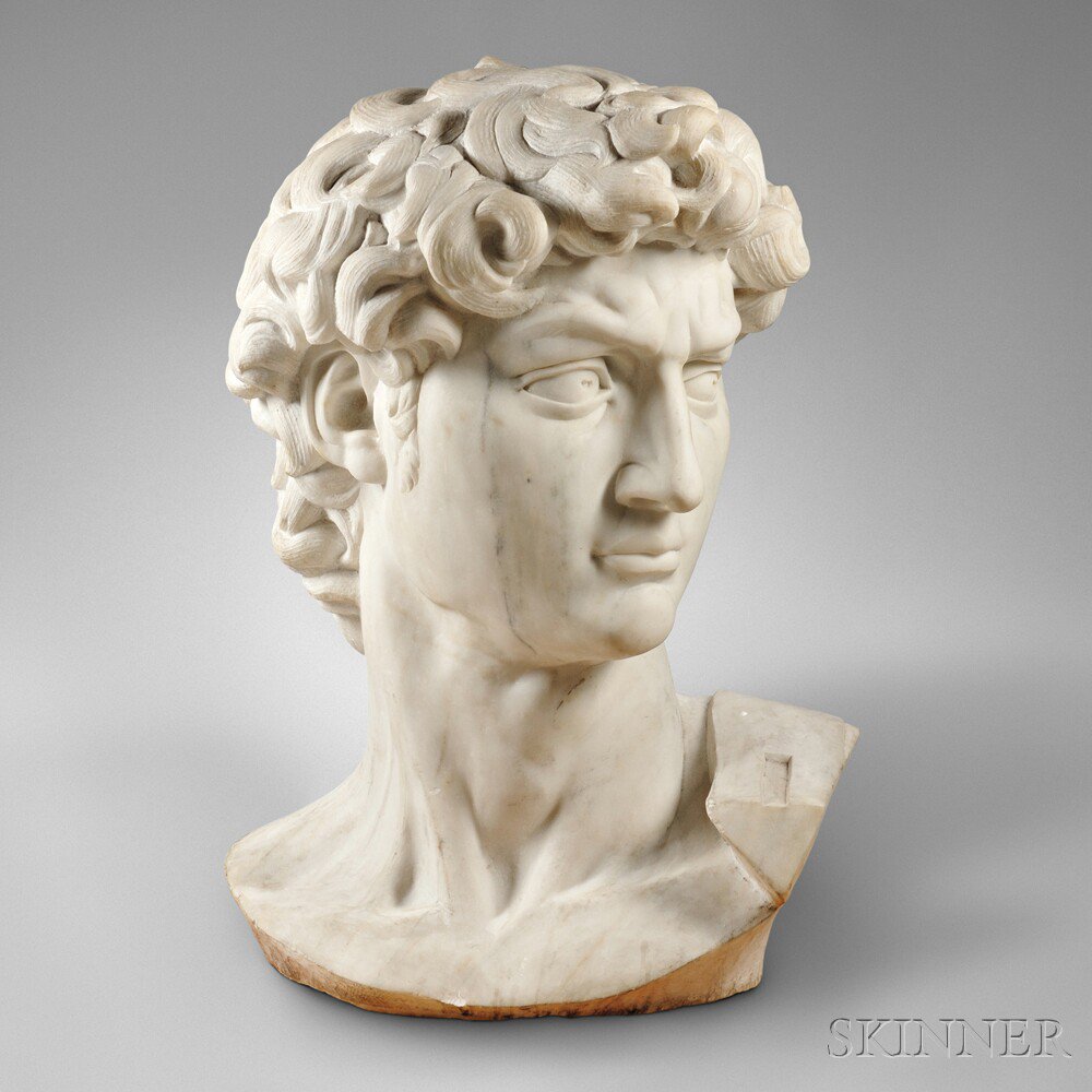 Appraisal: Carved Marble Head of David Italian th early th century