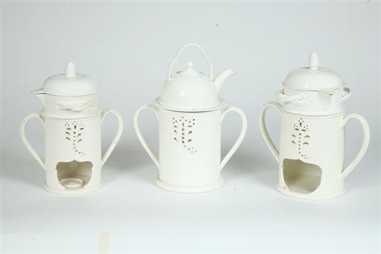 Appraisal: THREE WEDGWOOD WARMING DEVICES One teapot and two vessels with