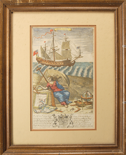 Appraisal: FRAMED HAND-COLORED ENGRAVING RICHARD BLOME English - Depicting a classically