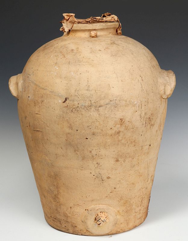 Appraisal: A TH CENTURY CONTINENTAL EARTHENWARE DISPENSER With lug handles open