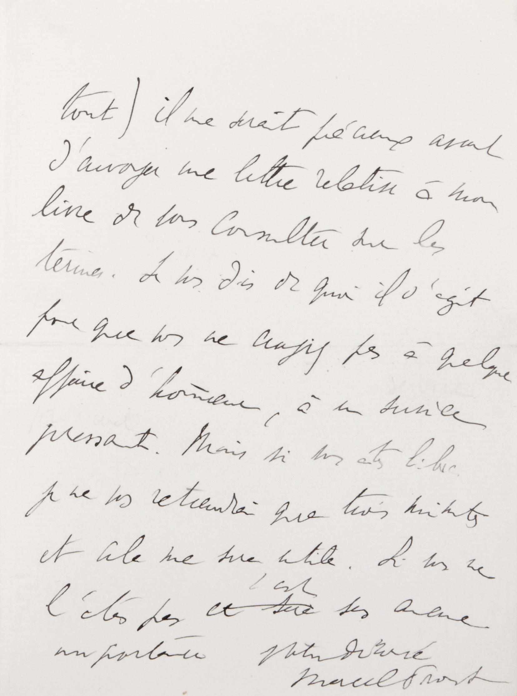 Appraisal: PROUST MARCEL - Autograph Letter Signed ''Marcel Proust'' in French