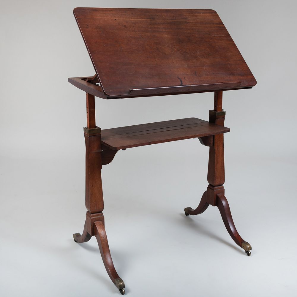 Appraisal: Regency Mahogany Reading Table The top with ratchet mechanism x