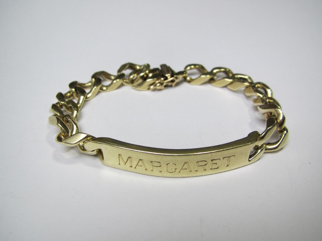 Appraisal: Nine carat gold ID bracelet Approximate gms