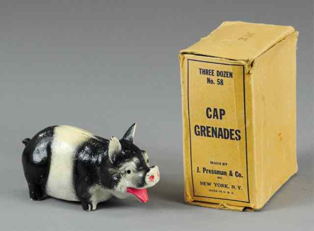 Appraisal: PIG STILL BANK WITH BOX Hubley cast iron painted in