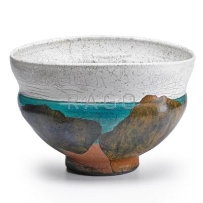 Appraisal: WAYNE HIGBY b Landscape Series raku-fired bowl Alfred NY Chop