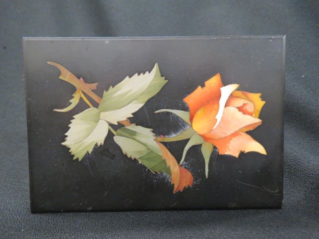 Appraisal: Pietra Dura Stone Inlaid Plaque rose design X