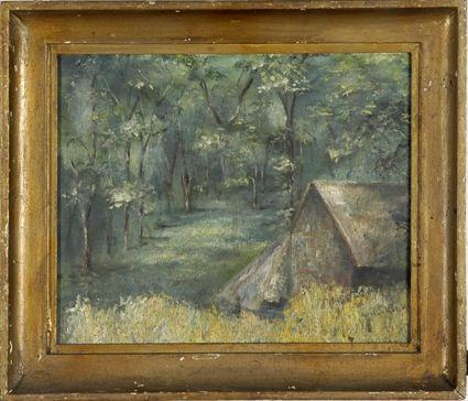 Appraisal: Muriel Smarschke th C Landscape with Cottage Oil on artists