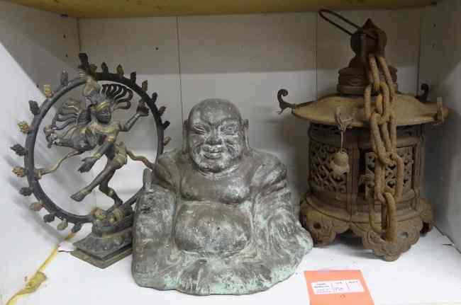 Appraisal: Lot including hollow metal Buddha figure '' Ht Asian metal