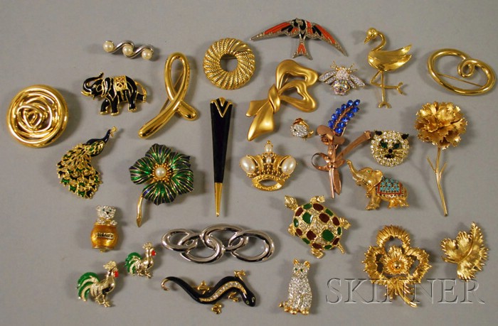 Appraisal: Group of Costume Brooches including animal brooches and a large