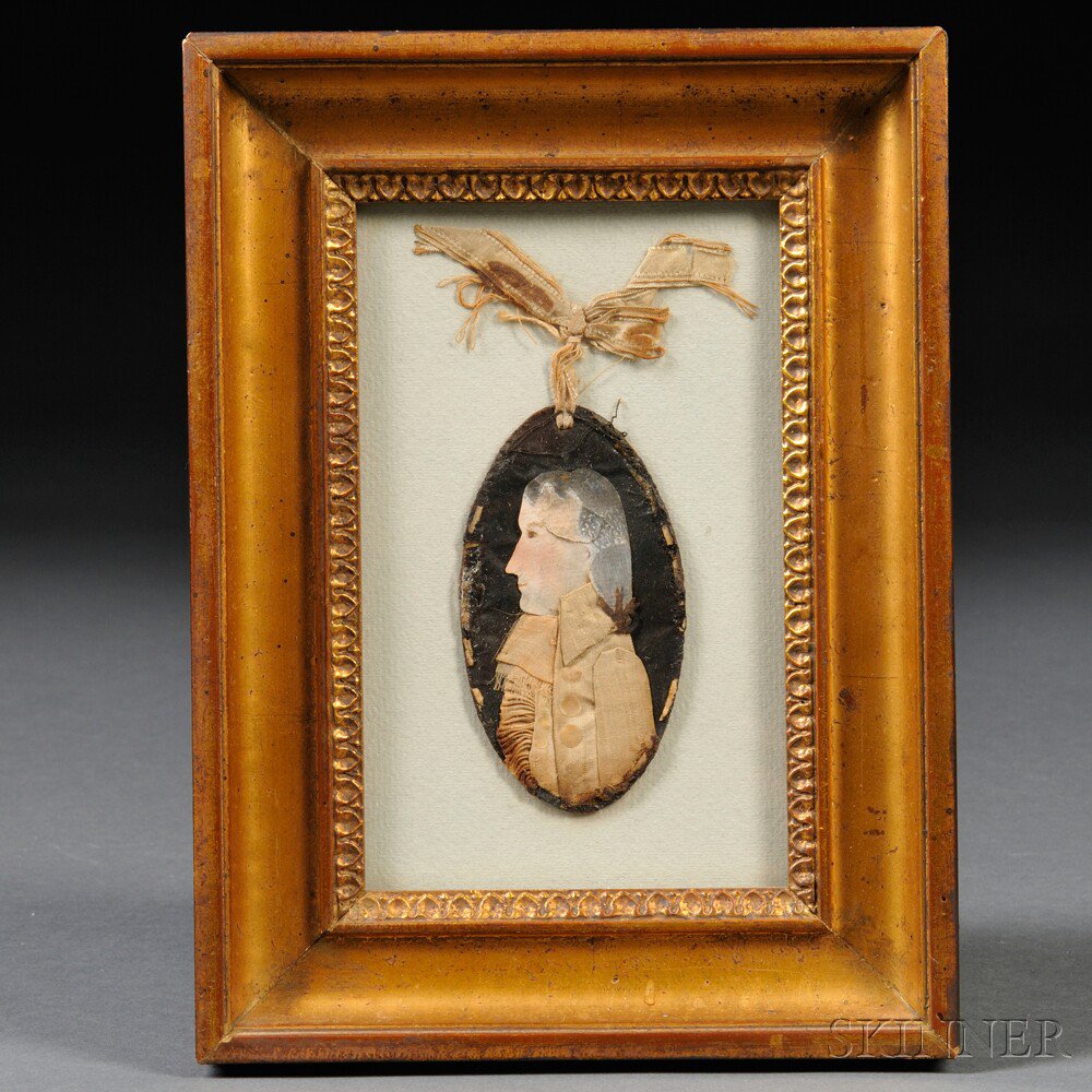 Appraisal: Dressed Profile Portrait Miniature of a Gentleman probably America late