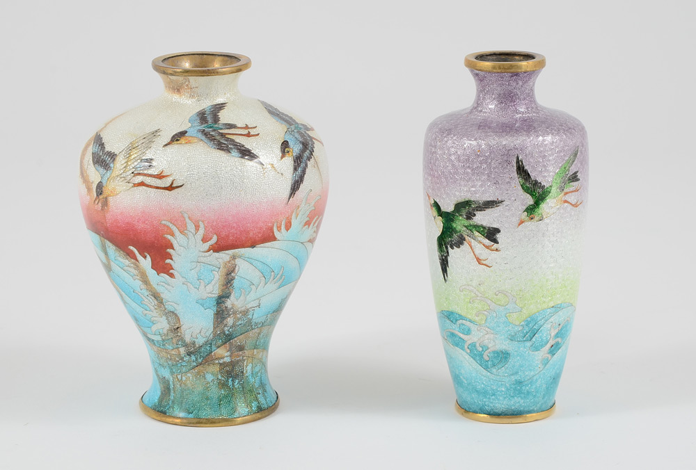 Appraisal: PIECE GINBARI CLOISONNE VASES pieces of Japanese Ginbari to include