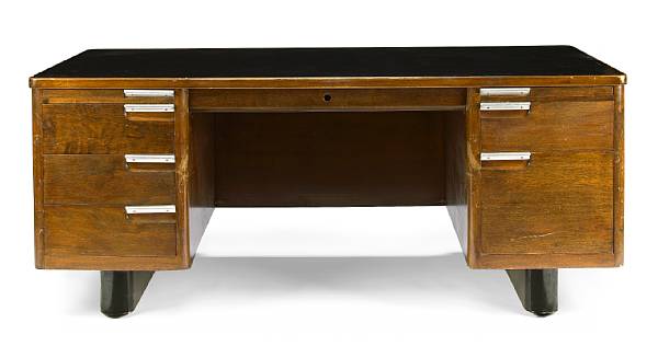 Appraisal: A K E M Weber executive walnut desk designed for