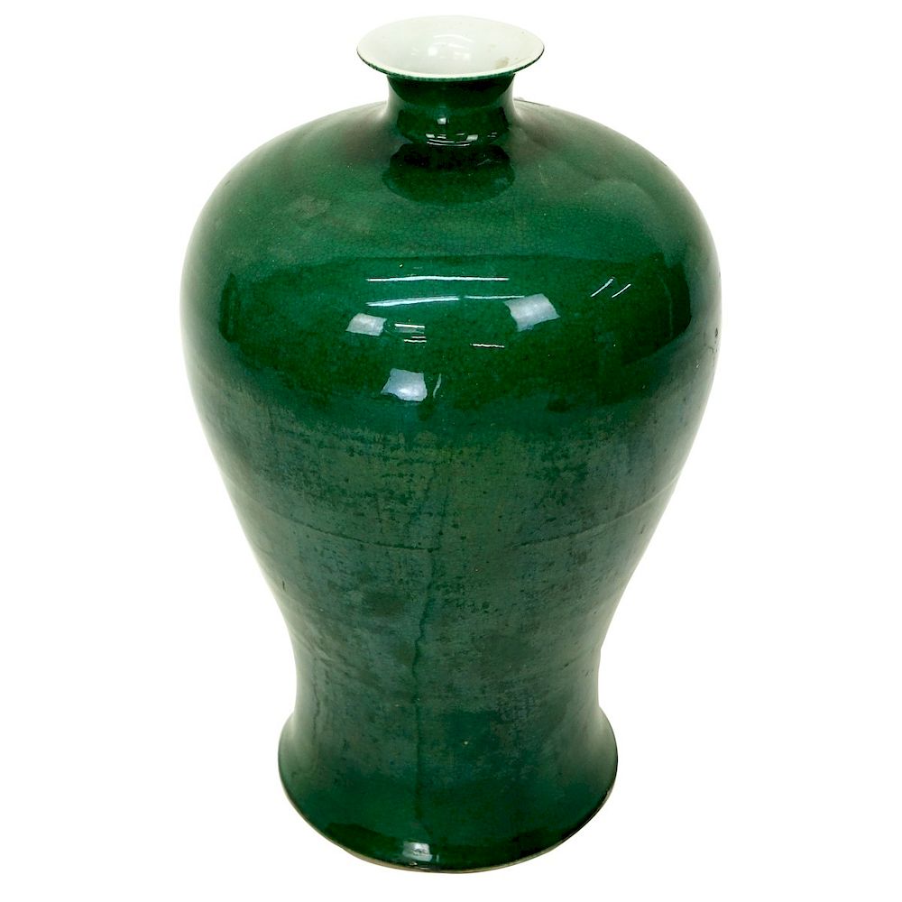 Appraisal: Large th C Chinese Green Glazed Vase Large th Century