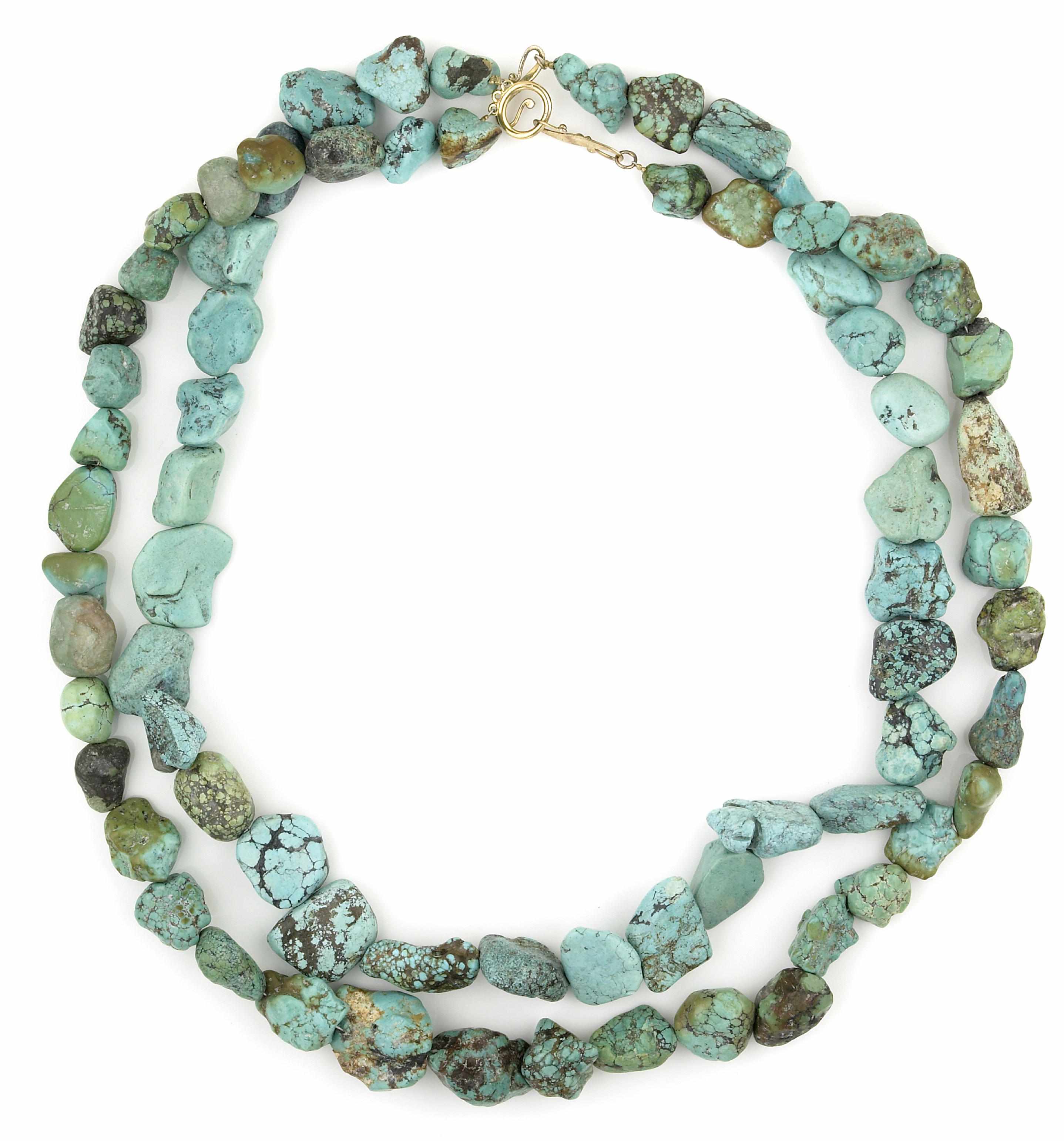 Appraisal: Tony Duquette American - sA two strand turquoise necklacelength in