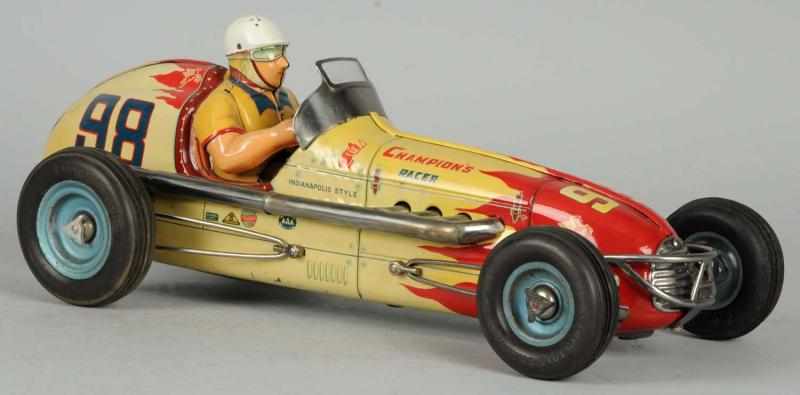 Appraisal: Tin Litho Champion Race Car Friction Toy Japanese Made by