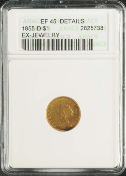 Appraisal: -D Indian Head Gold EF Description Graded by ANACS Ex-Jewelry