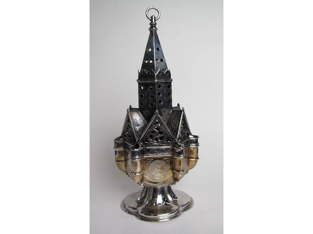 Appraisal: Late th Century silver plated Thurible incense burner with pierced