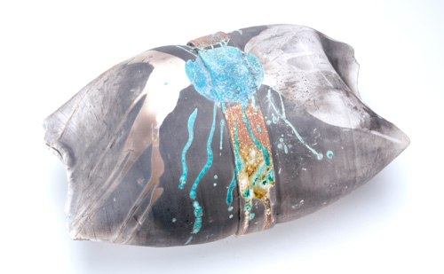 Appraisal: BETTY WOODMAN Raku-fired pillow vase Provenance Hills Gallery Stamped WOODMAN