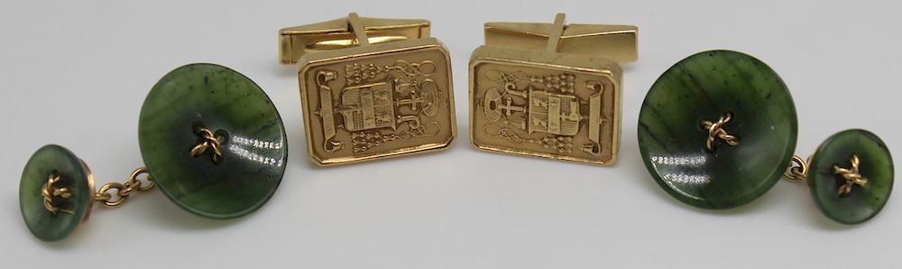 Appraisal: JEWELRY Grouping of kt Gold Cufflinks Includes a pair of