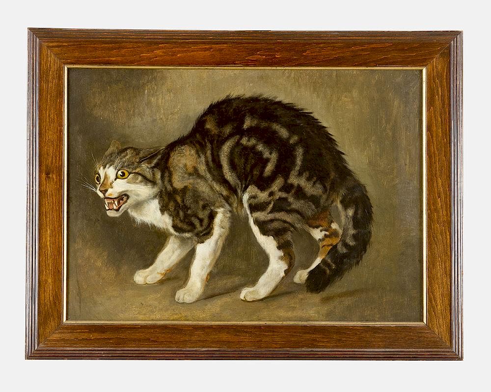 Appraisal: Unknown artist th Century Unknown artist th Century Cat oil