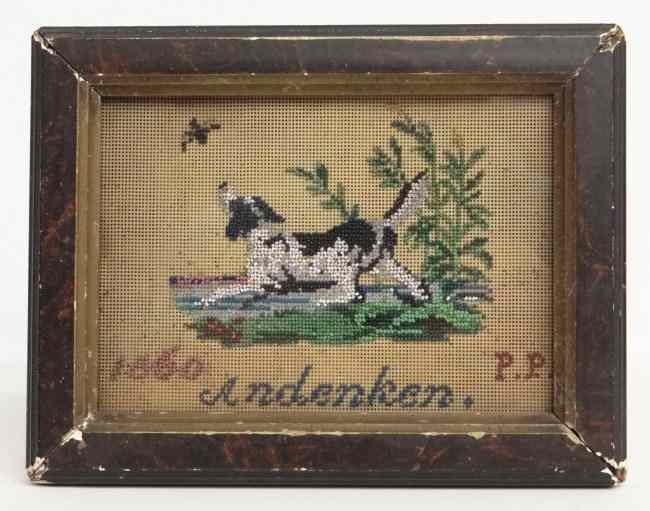 Appraisal: th c beadwork picture signed and dated '' Andenken P