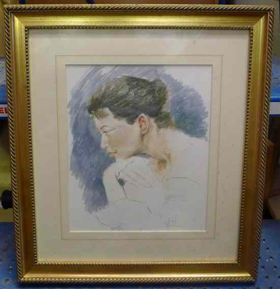 Appraisal: Franco Matania - watercolour and pastel Portrait of a young