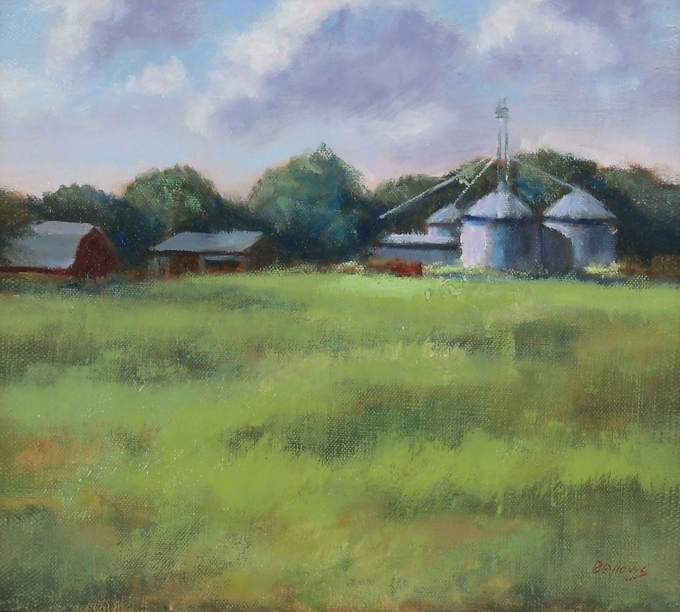 Appraisal: BELLOWS Jayne American b Country Landscape with Barn and Silos