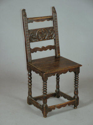 Appraisal: An oak Derbyshire carved side chair th century and later