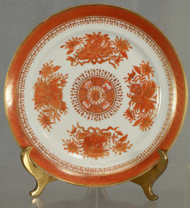 Appraisal: Chinese Export orange Fitzhugh plate - d c Estimate -