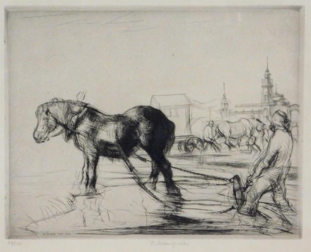 Appraisal: Edmund Blampied 'Ostend Horse' Appleby drypoint etching depicts workhorse pulling