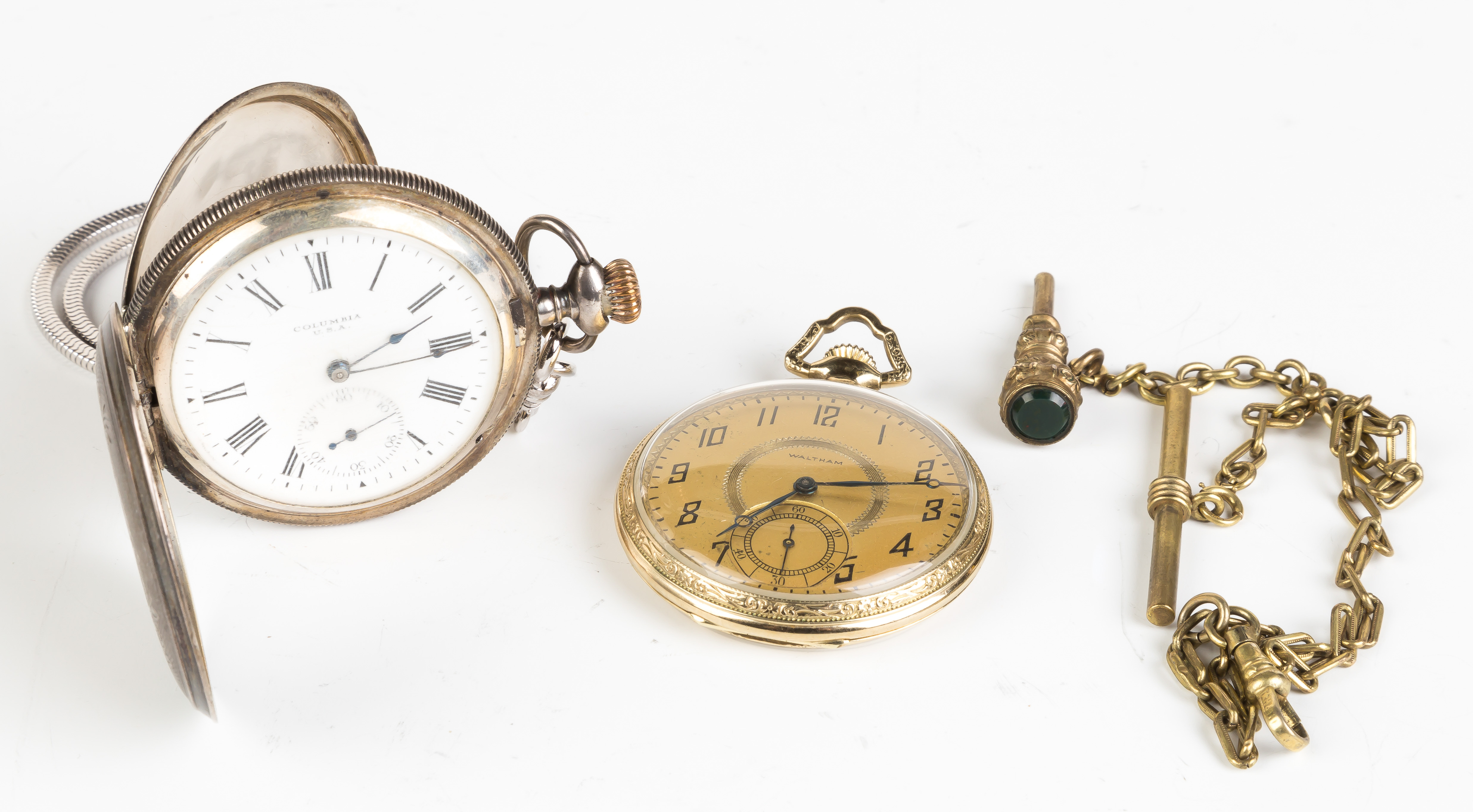 Appraisal: Two Pocket Watches and a Fob Columbia sterling silver pocket