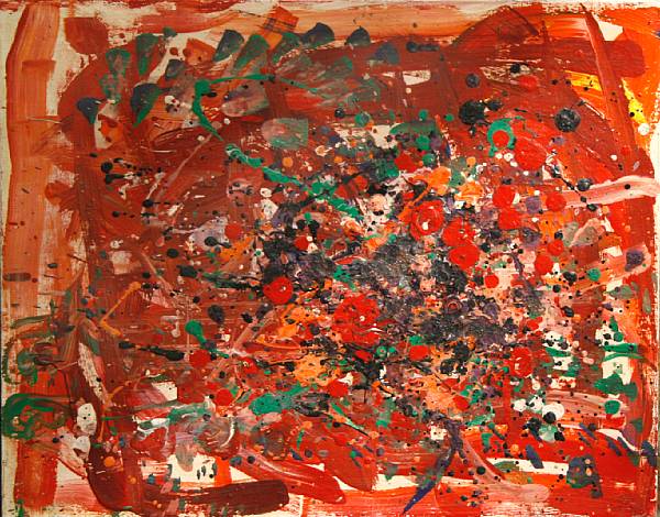 Appraisal: Ruth Wall American born Untitled Red splatter painting together with