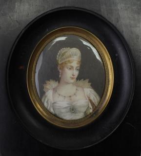 Appraisal: Signed Antique Portrait of Marie Signed Antique Miniature Portrait of