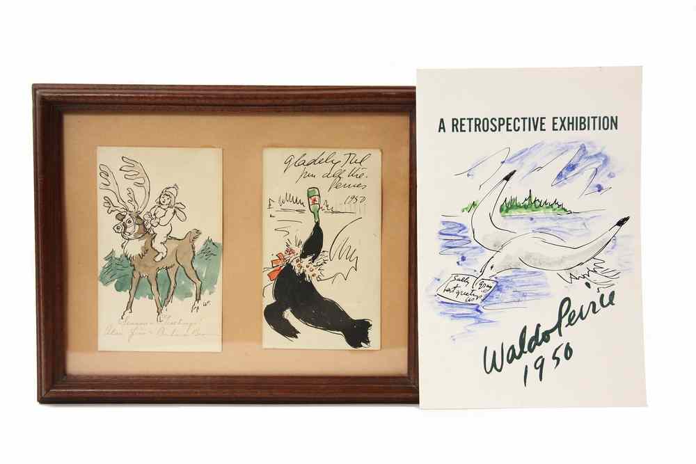 Appraisal: HANDPAINTED CATALOG AND CHRISTMAS CARDS - Waldo Peirce NY ME