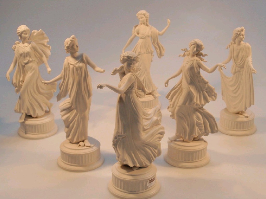 Appraisal: A set of six Wedgwood bisque dancing hours figures limited