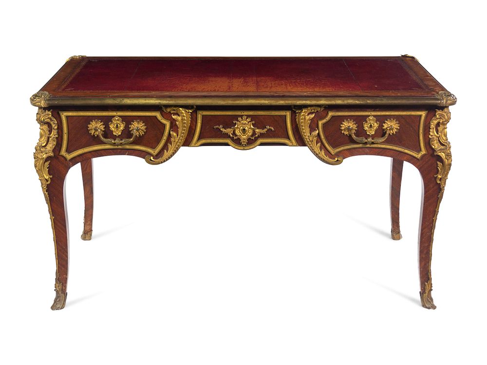 Appraisal: A Louis XV Style Gilt Bronze Mounted Kingwood Bureau Plat