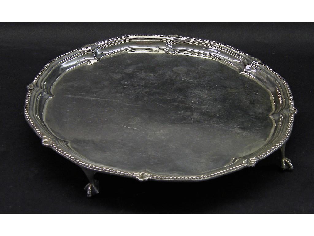 Appraisal: Victorian silver waiter the beaded stepped serpentine border upon four