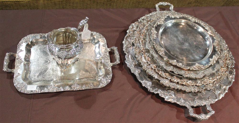 Appraisal: SEVEN PIECES PLATE GRAPE CLUSTER DECORATIVE TRAYS AND A SIMILAR