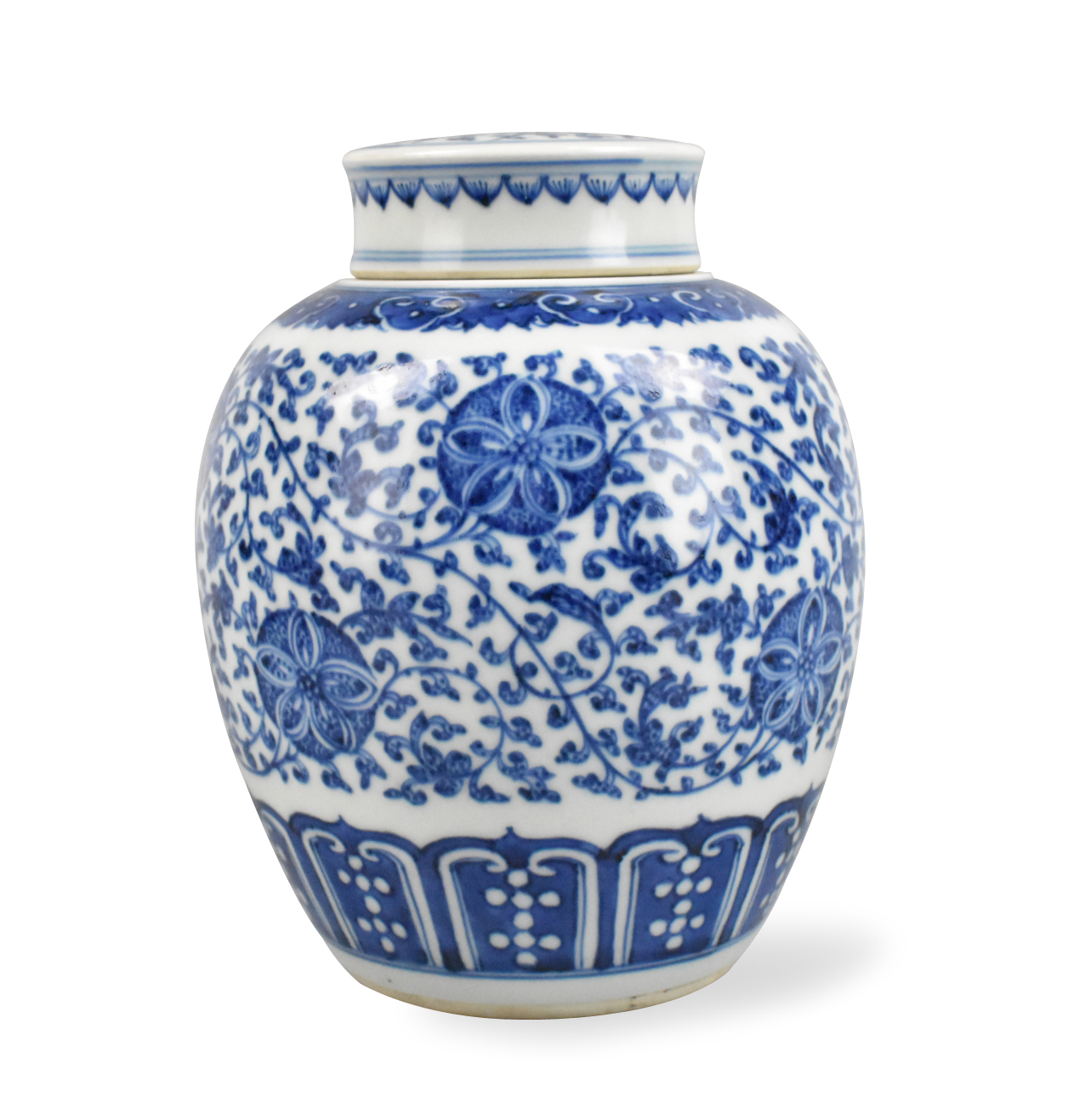 Appraisal: A Chinese blue white floral covered jar dating from the