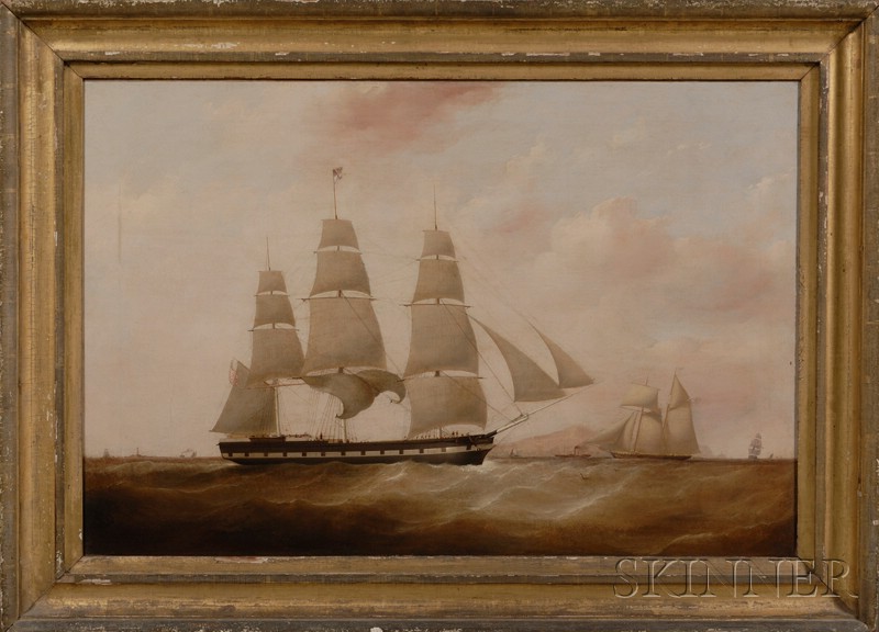 Appraisal: American School th Century Portrait of the American Packet Ship