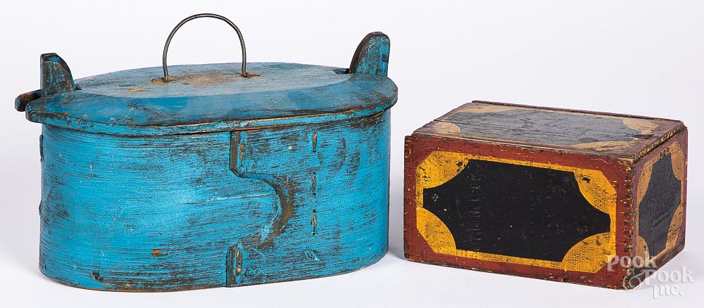 Appraisal: Two painted pine boxes th c Two painted pine boxes