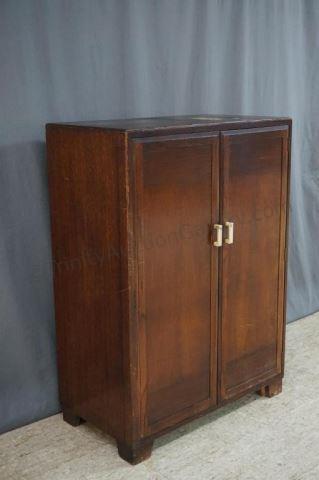 Appraisal: Vintage English Oak Door Children's Armoire 's- 's Features a