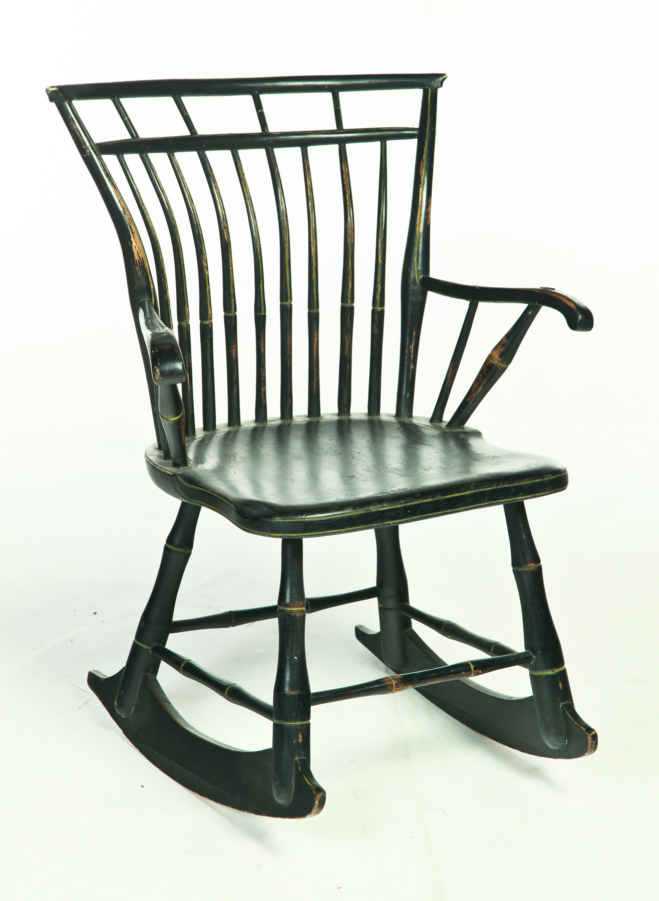 Appraisal: AMERICAN BAMBOO WINDSOR ROCKER Attributed to Philadelphia th century mixed