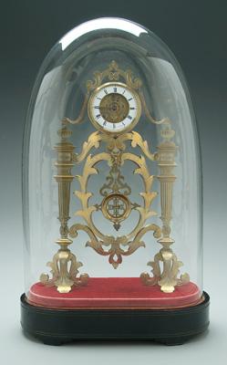 Appraisal: th century French skeleton clock brass openwork with tapered and