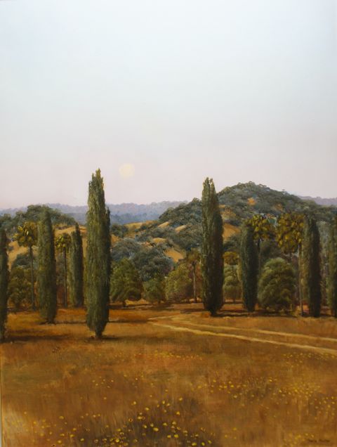 Appraisal: David Preston born Poplar Landscape at Dusk oil on board